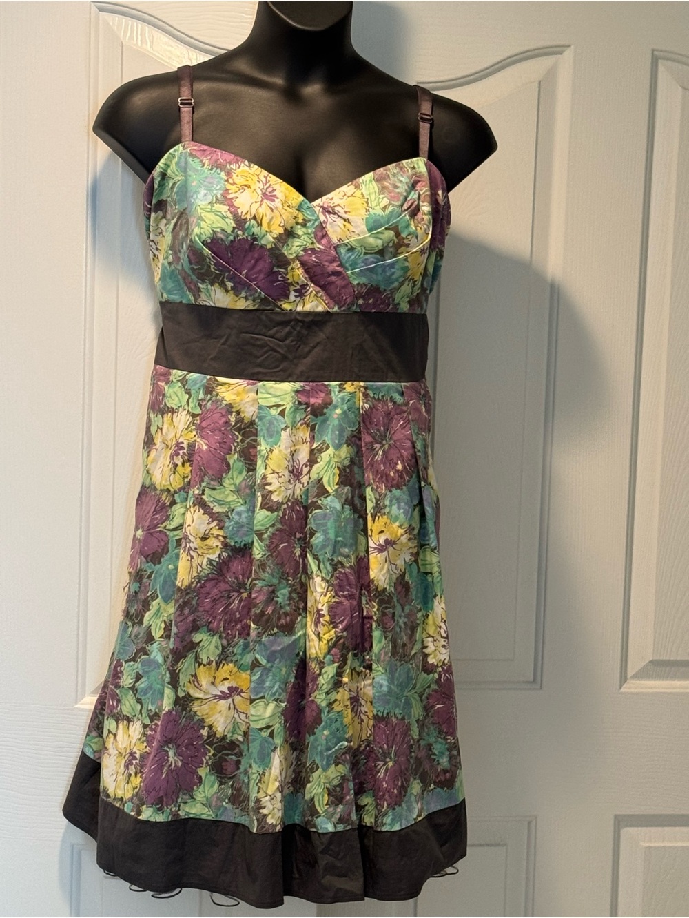Torrid Floral Pin Up Dress with Black Tie Back Waistband